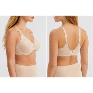 Wacoal Clear and Classic Underwire Bra 855244 Nude Floral Lace Full Coverage 34C